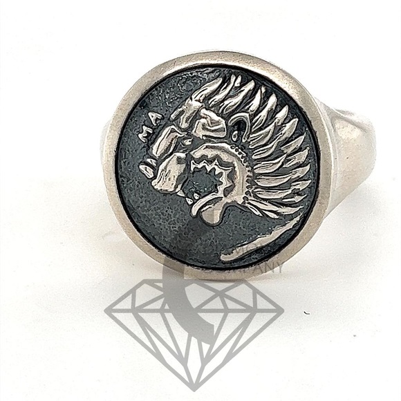 David Yurman PETRVS Lion Tag Coin Signet Men's Ring Size 5 Silver Brand New DY - Picture 4 of 10